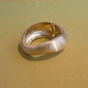 Gold-Tone Sculpted Hinged Bangle Bracelet